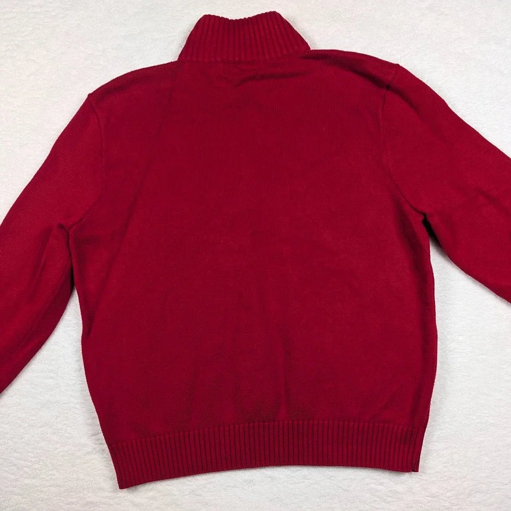 Polo Ralph Lauren Sweater Mens XL Red‎ 1/4 Zip Mock Neck Cotton Pullover Pony